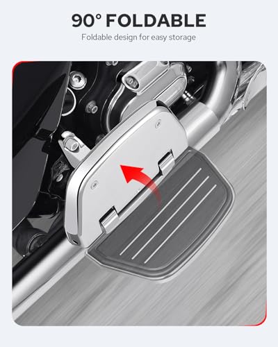 Image of Benlari Passenger Floorboards Motorcycle Footboards Stainless Steel with Mount Kits Compatible with Harley Davidson Touring Road King Street Glide Road Glide Electra Glide 1993-2025 Streamline(Chrome)