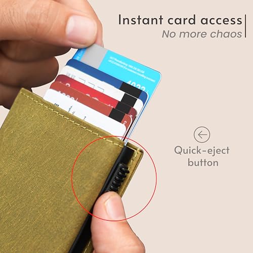 Image of The X Project Genuine Leather Wallet for Men | RFID Blocking Slim Bifold Wallet | Quick Card Eject Mechanism | Coin Pocket & ID Window | Premium Gift Box | Bold Skull Design (Green)