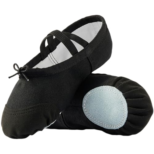 Hixingo Scarpe Danza Classica Donna, Scarpe da Ballo Donna Mezze Punte Danza Classica Tela Scarpette da Ballo Mezze Punta Suola Spezzata (34,FB23 Nero)