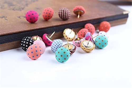 Kangkang@ Beautiful Design Novelty Polka Dots Mushroom Shape Pushpin Thumbtack Pins Decorative DIY Tool Creative Office Item/Colorful Polka Dot Series Pushpins/30 Piece/Random Style