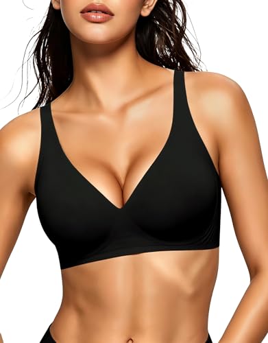 Image of Gailife Deep V Jelly Bras for Women No Underwire Wireless Seamless Push Up Bra Comfort Support Plunge Bralette Full Coverage