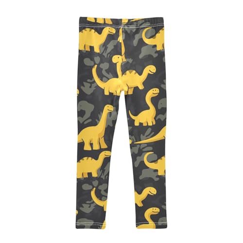 Wusikd Dinosaurs Girls' Leggings Toddler Doodles Dark Kids Yoga Pants Dance Active Tights 4T2