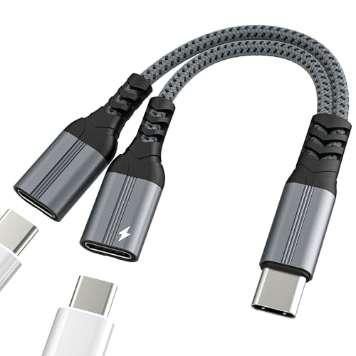 USB C�X�v���b�^�[ (2�C��1) �w�b�h�z���A�_�v�^�[ iPhone 17 16 15 Pro Max�[�d�� Type C �P�[�u���W���b�N �I�[�f�B�I�h���O�� �f���A���[�d AUX�R�[�h Apple�����}���`�|�[�g�J�[�w�b�h�Z�b�g�p iPad�p Sa