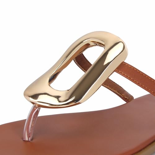 Image of Wnshonzy Flip-Flops for Women Thong Sandals Flat Slip on Slides Beach Comfort Open Square Toe Ladies Slipper Dressy Metal Hardware Decoration Summer Shoes Casual Fashion