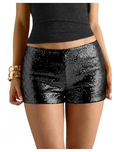 MakeMeChic Women's Cheetah Print Shorts Y2K Sequin...