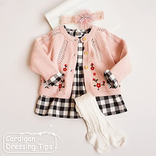 Image of Simplee kids Baby Girl Thin Sweater Solid White Pink Cardigans for Toddler 0-3Years