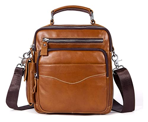 Small Messenger Bag for Men Retro Handbag, Cowhide Leather Briefcase Small Messenger Handbag