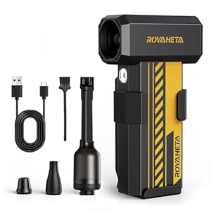 Plumero eléctrico de aire comprimido sin cable: soplador de aire de 130000RPM con LED, mini soplador ajustable de 4 engranajes, cuerpo de aleación de aluminio con tuerca de 1/4, plumero eléctrico para