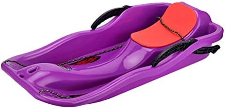Prettywan Snow Sled for Kids/Adults,Downhill Toboggan Slider Boat Skiing Board with Cushion Pull Rope for Outdoor Grass Dune Game