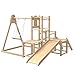 木製ジャングルジム 室内アスレチック 滑り台・ブランコ|子供 室内遊具 2歳〜6歳対象 耐荷重60kg|おしゃれで安全なパイン材使用|屋内 屋外 多機能遊具