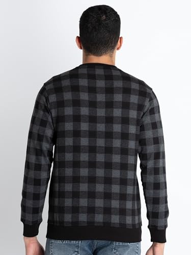 Image of Mens Checkered Round Neck Sweatshirt