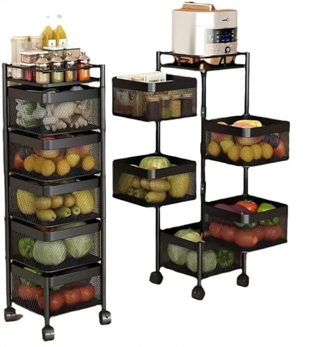 verdulero cocina Estante de almacenamiento giratorio, estante de almacenamiento de cocina multicapa con ruedas, estante de pie for almacenamiento de frutas y verduras, estante multifuncional for el ho