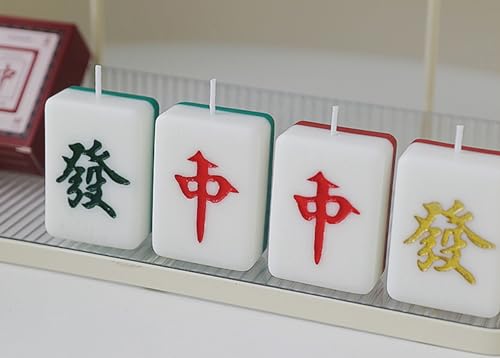 Mahjong Shaped Scented Candle,50G Green Title Chinese Style Soy Wax Funny Aroma Decorative Candle for Anniversaries Birthday Holiday Home Decor,Prefect Gift for Feng Shui Make A Fortune-1 PACK (Green)