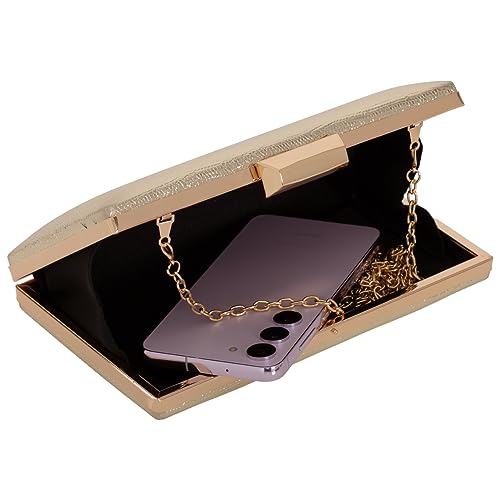 Image of JNB Women's Metallic Material Hard Case Evening Party Clutch