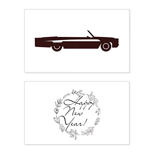 Tarjeta de felicitación de año nuevo con diseño de coches antiguos