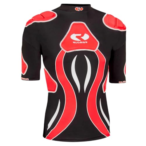 Rugbier – Hombrera de Rugby Profesional para Hombres - Hombrera Rugby Vulcano – Protección de Rugby Acolchada - Categorías Masculinas - Modelo Vulcano Rojo/Negro. Talla S