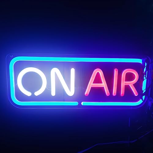 Image of On AIR Neon Sign - On AIR Led Neon Sign with Transparent Acrylic Backplate For Live Streaming Studios, Bedrooms, Cafes Home, Bar, Club, or Garage Live Streamers & Gamers, Designers, Home Use (on air(Blue Red White))
