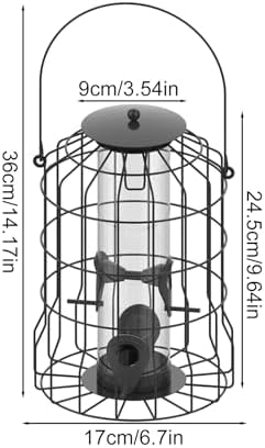 Bird Feeder - 4 Port Weatherproof Squirrel Proof Metal | Large Bird Feeders Outdoor Hangable, Weatherproofs Birds Feederss, for Attracting Hummingbird Chickadee Garden Yard Patio Porch Balcony Park