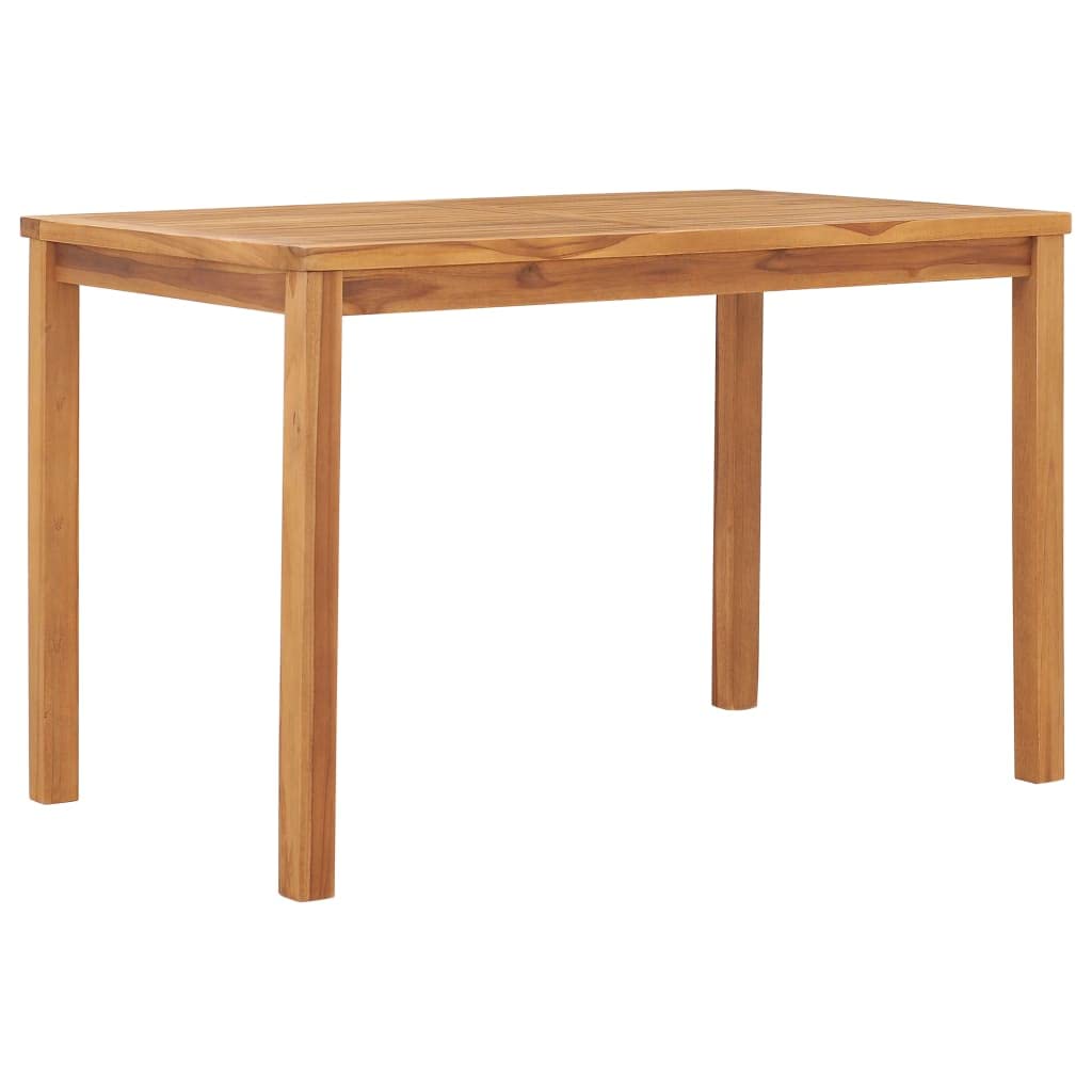 Stół do jadalni z litego drewna tekowego, 120 x 70 x 77 cm, z wykończeniem na bazie wody, wytrzymały stół ogrodowy na taras, balkon i na zewnątrz, idealny do jedzenia, pikników, dla rodziny i