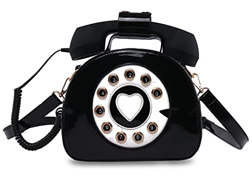 Fozehlad Novelty Telephone Shaped Shoulder Bag Funny Retro Phone Crossbody Bag Totes Chain Purse