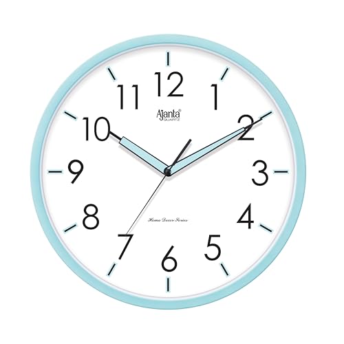 Image of Ajanta Home Decor Clock 12 Inch (302.5mm) Light Blue | Luxury Silent Sweep Wall Clock | Stylish Modern Design | Model 10067