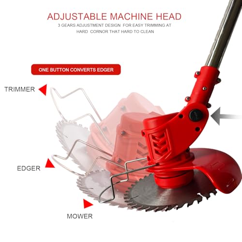 Image of Brush Cutter Cordless Weed Wacker,Electric Weed Eater Battery for Trimming | Battery Powered by 2Pcs 4Ah Batteries with 3Blades,Lightweight only 2.6lb,for Garden Trimming Lawn Pruning