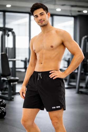 Image of Men's Sports Shorts Quick Dry Running Gym Shorts with Pockets | Lightweight Breathable Workout Shorts | Elastic Waist Drawstring Active Training Shorts for Men | Regular Fit