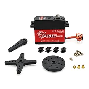 Overtreft Hobby 70Kg Iron Core Large Torque 1:5 Automodel Digital Metal Gear Servo Rc Model Accesorries – Rood + Zwart