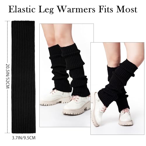 Clothirily Leg Warmer, Fashion Knit Black Leg Warmers for Women 80s Sports Party Yoga Accessories2