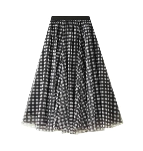 Women Poplin High Waist Midi Skirt Chic Elastic Waist A-Line Skirt for Office Lady and Casual Outfits