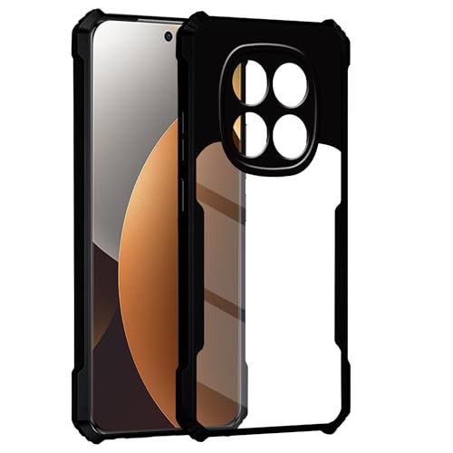 Image of Amazon Brand - Solimo Clear Back Cover Case for Redmi Note 15 Pro 5G | 360 Degree Protection | Transparent Back Cover Case for Redmi Note 15 Pro 5G (PC & TPU, Black Bumper)