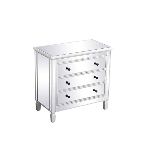 Elegant Decor 33 Inch Mirrored 3 Drawer Chest In Antique White #TOP3