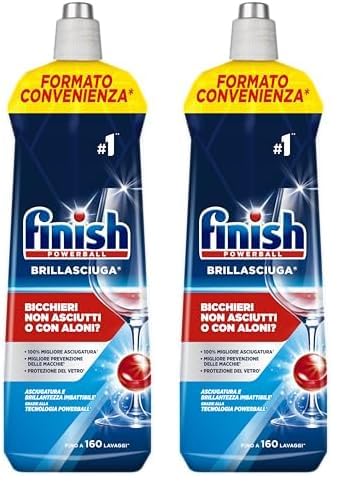 Finish Brillantante Lavastoviglie, 1 Prodotto da 800 ml di Brillantante, Additivo Lavastoviglie per Stoviglie Splendenti e Asciutte (Confezione da 2)