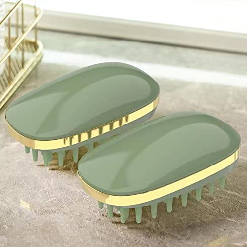 OVUTID Scalp Massager Shampoo Brush?Hair Scalp Massager?Shampoo Comb ?Shampoo Brush ?Silicone Soft Teeth Bath Shampoo Brush (Green+Green)