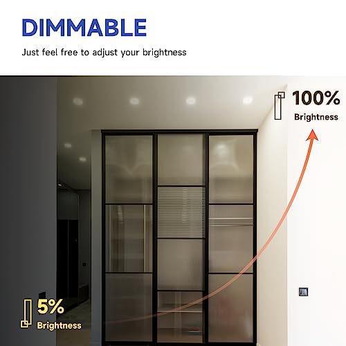 ECOELER 6 Dimmable Slim Recessed Lighting with Junction Box - 5000K Daylight, 12W 1100Lm, ETL & FCC Listed