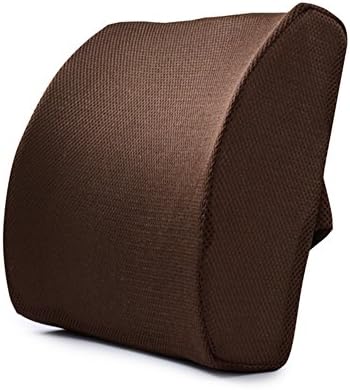 CONMNIG Memory Cotton Lumbar Pad Lower Back Waist Pain Relief Mesh Support Cushion Seat Car Chair Orthopedic Posture Pillow Pad for Home Office Driving Computer Chair (Brown)