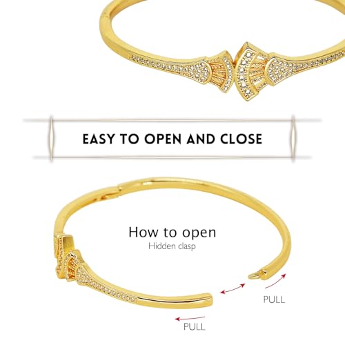 18K Gold Plated Bracelet for Women-Angel Wings Bangle with Cubic Zirconia,Light Luxury,Gifts for Valentine Christmas Birthday3