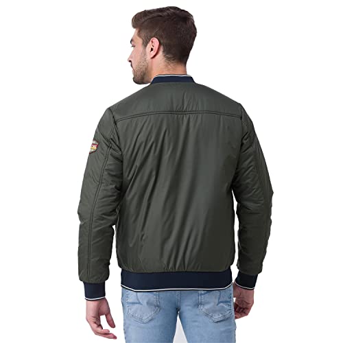 Image of Spykar Charcoal Standard Length Polyester Full Sleeve Casual Jacket For Men