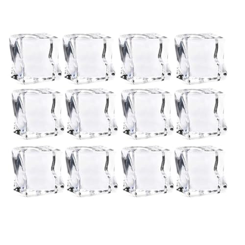 Faux glaçons en acrylique x48 cubiques transparents et réutilisables