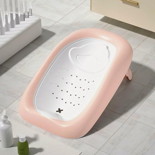 Image of Baby Bather and Bath Chair for Newborns & Infants 0-10 Months, Foldable & Adjustable, Anti-Skid Base, Washable Soft Mesh Seat, Perfect New Born Baby Products, Baby bath seat, Baby Essentials, Ideal Baby Shower Gifts, Toys (MNBS2 PINK)