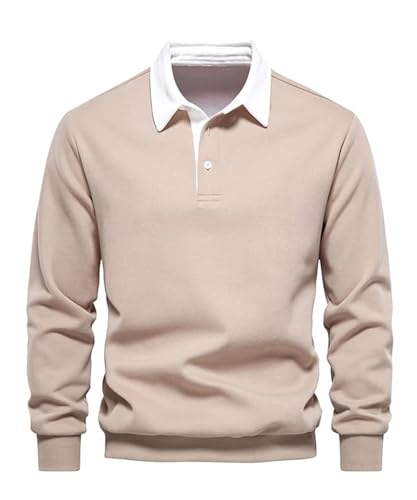 Btmpmcs Polo col Chemise Homme Chemises en Coton Décontracté T-Shirt Polo de Golf à Manches Longues Casual Basic Tennis Golf Shirt Slim Fit Coutures en Denim Tops