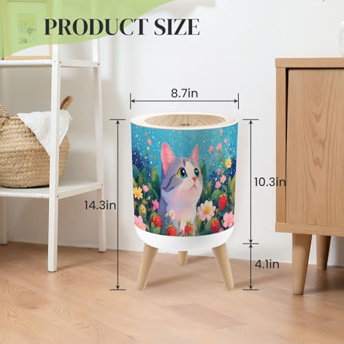 Caneca de basura redonda con tapa y piernas 7L miniatura 3