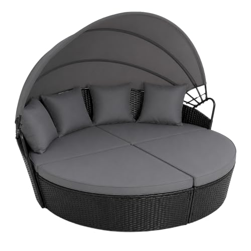 EVRE Bali 4 Piece Modular Round Rattan Wicker Patio Garden Furniture