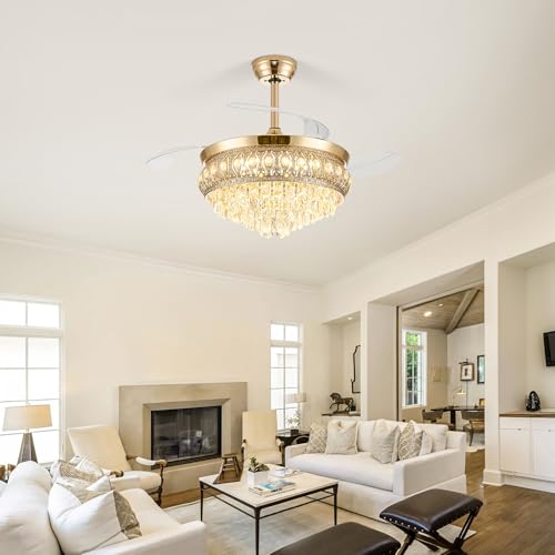 Image of 42 inch Gold Fandelier Ceiling Fan with Light, Chandelier Fan