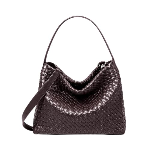 Image of Women's Braided Suede Tote Bag Stylish Suede Hobo Shoulder Bag with Woven Details for Work Travel