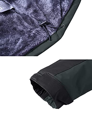KEFITEVD Übergangsjacke Herren Warm Winter Herrenjacke mit Kapuze Fleecejacke Wasserabweisend Winterparka Männer Angelbekleidung Grau-Schwarz L
