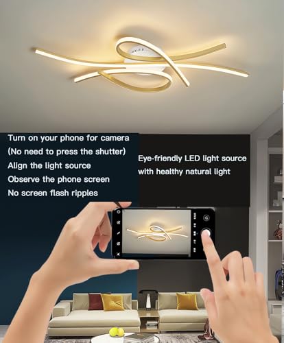 Plafonnier LED moderne ovale noir et or de 80 cm avec sa télécommande chic