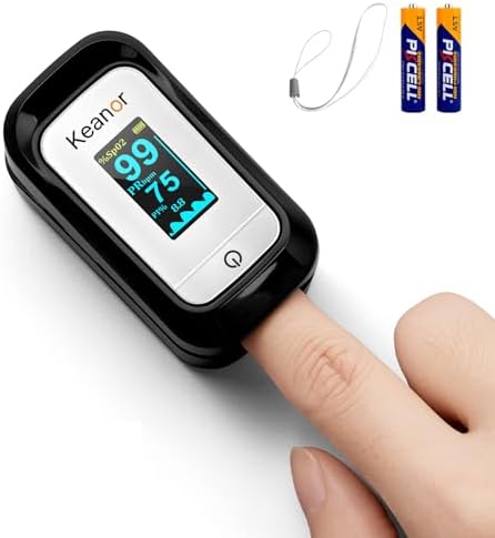 Pulse Oximeter, Oxygen Meter Finger Monitor with Alarm & PI, Fing...