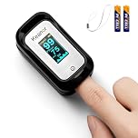 Pulse Oximeter, Oxygen Meter Finger Monitor with Alarm & PI, Finger Pulse Oximeter for SpO2 Blood Oxygen Saturation & Heart Rate, Portable O2 Monitor for Adults & Kids, Batteries & Lanyard Included