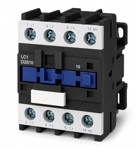 Image of SANAVYA 25A (2510) 220 /230VAC, 50Hz Coil, 1NO 1NC, 3 Pole Power Contactor Switch, Thermosetting Plastic DIN Rail Contactors for Electrical ON /Off